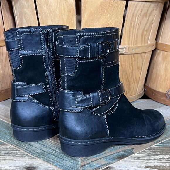 Clarks Bendables Whistle Ranch Black Suede Leather Zip-Up Mid Boots Women Size 7 - Picture 5 of 12